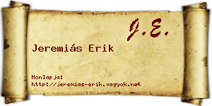 Jeremiás Erik névjegykártya